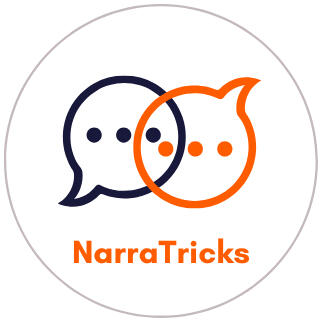 NarraTricks Logo NarraTricks logo - showing 2 intersecting speech bubbles - with the company name NarraTricks
